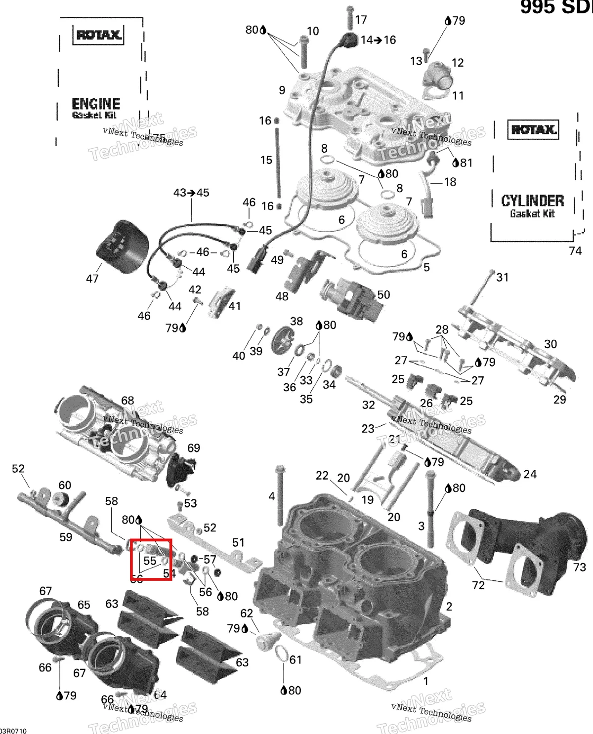 Деталь 420874480 на схеме узла 2007 Ski-Doo MACH Z Adrenaline Cylinder And Cylinder Head, Mach, Mxz, Hm Eur