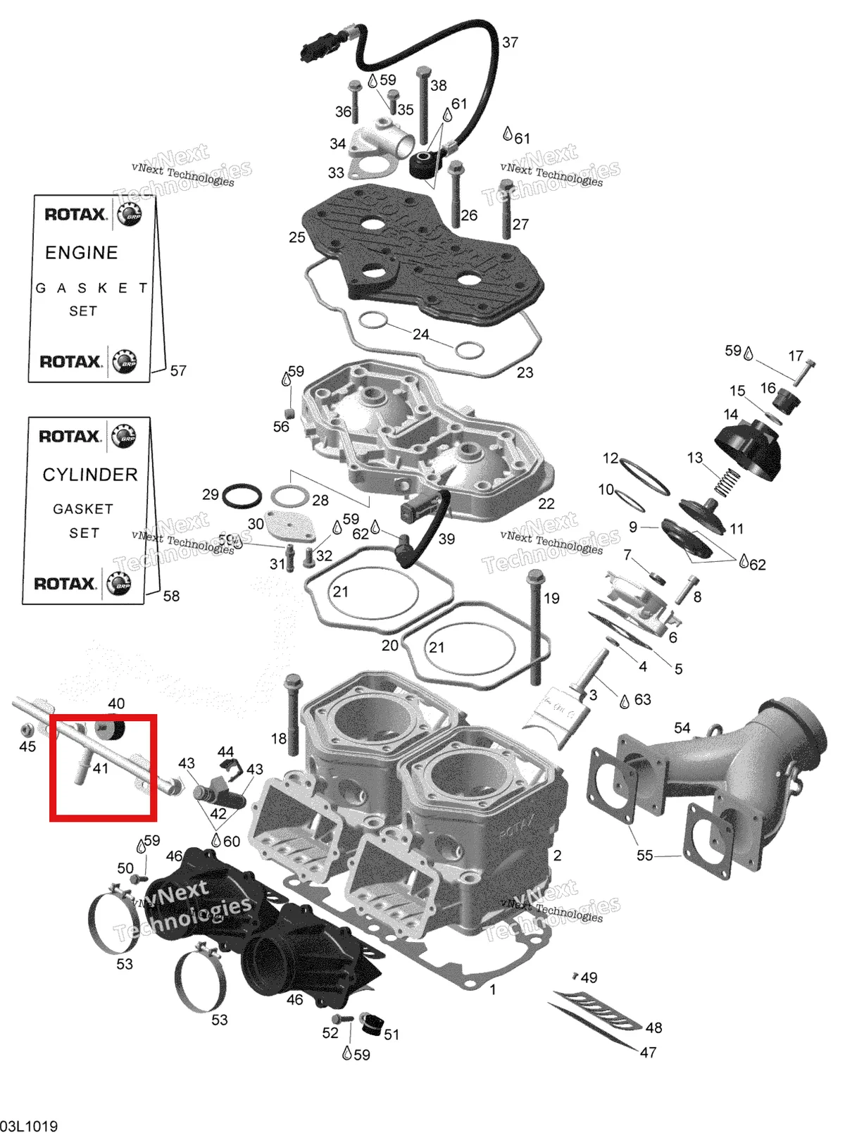 Деталь 420874492 (Деталь Rail Fuel) на схеме узла 2010 Ski-Doo Expedition TUV SE 600HO SDI XU Cylinder And Cylinder Head