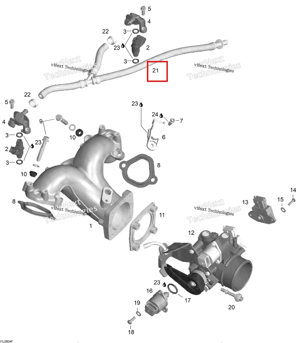 Деталь 420874562 (Деталь Fuel Hose) на схеме узла 2008 Ski-Doo Expedition V-1300 Intake Manifold