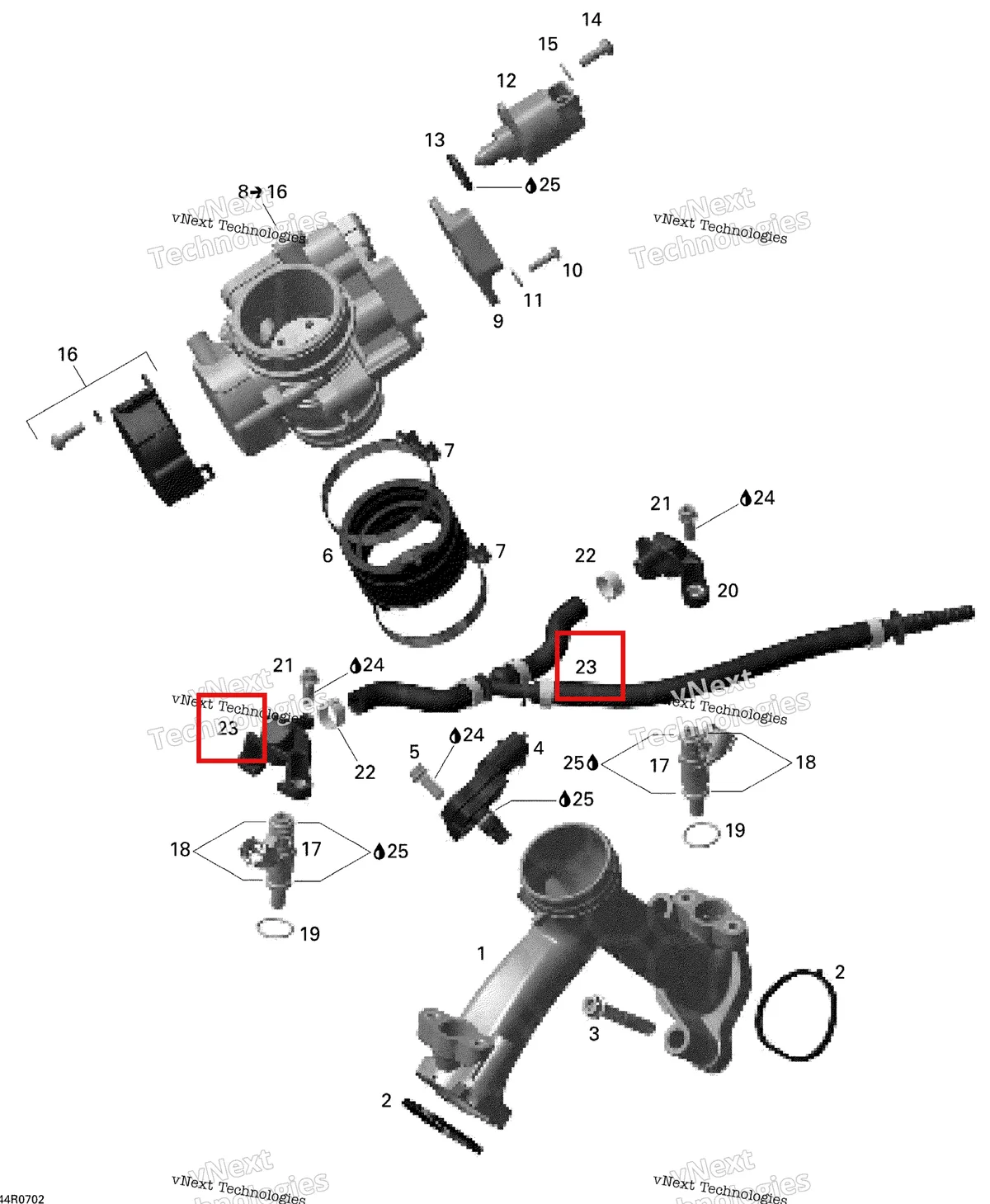 Деталь 420874712 на схеме узла 2008 Can-Am Outlander 500 STD Intake Manifold And Throttle Body