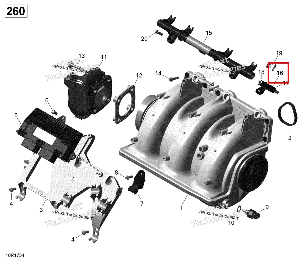 Схема применяемости: Топливная форсунка включает 16 to 18 Sea-Doo RXT (2016) (420874834)