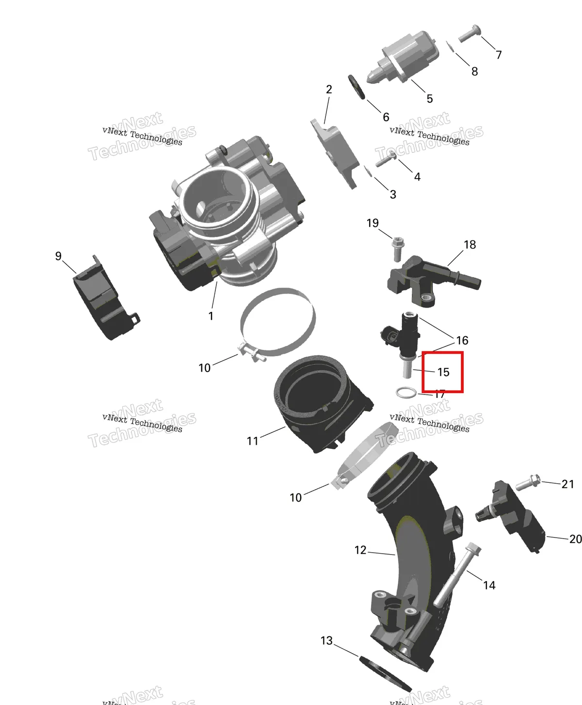 Деталь 420874849 на схеме узла 2024 Can-Am Outlander MAX 450 EFI 6X6 - 4ZRA - DPS Package - Tundra Green Rotax - Air Intake Manifold And Throttle Body