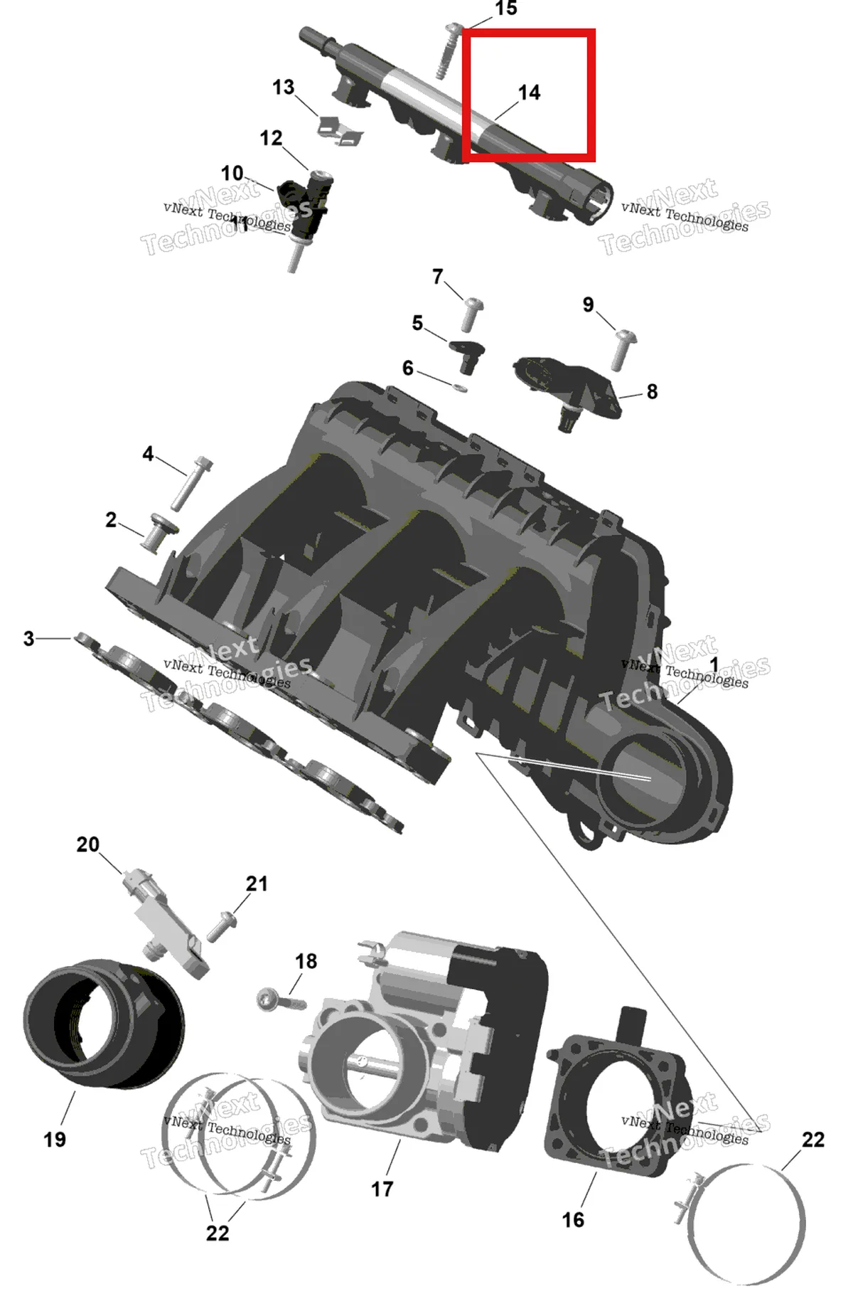 Деталь 420874967 (Топливный рейлинг Can-Am Maverick Turbo RR XRS (2026) (420874967)) на схеме узла 2026 Can-Am Maverick Max - TURBO RR - XDS STD - 7VTT - Timeless Black Metallic - 64