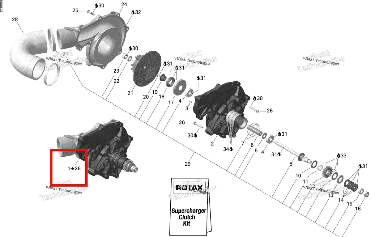 Деталь 420881936 на схеме узла 2006 Sea-Doo GTX 4-TEC SC Supercharger