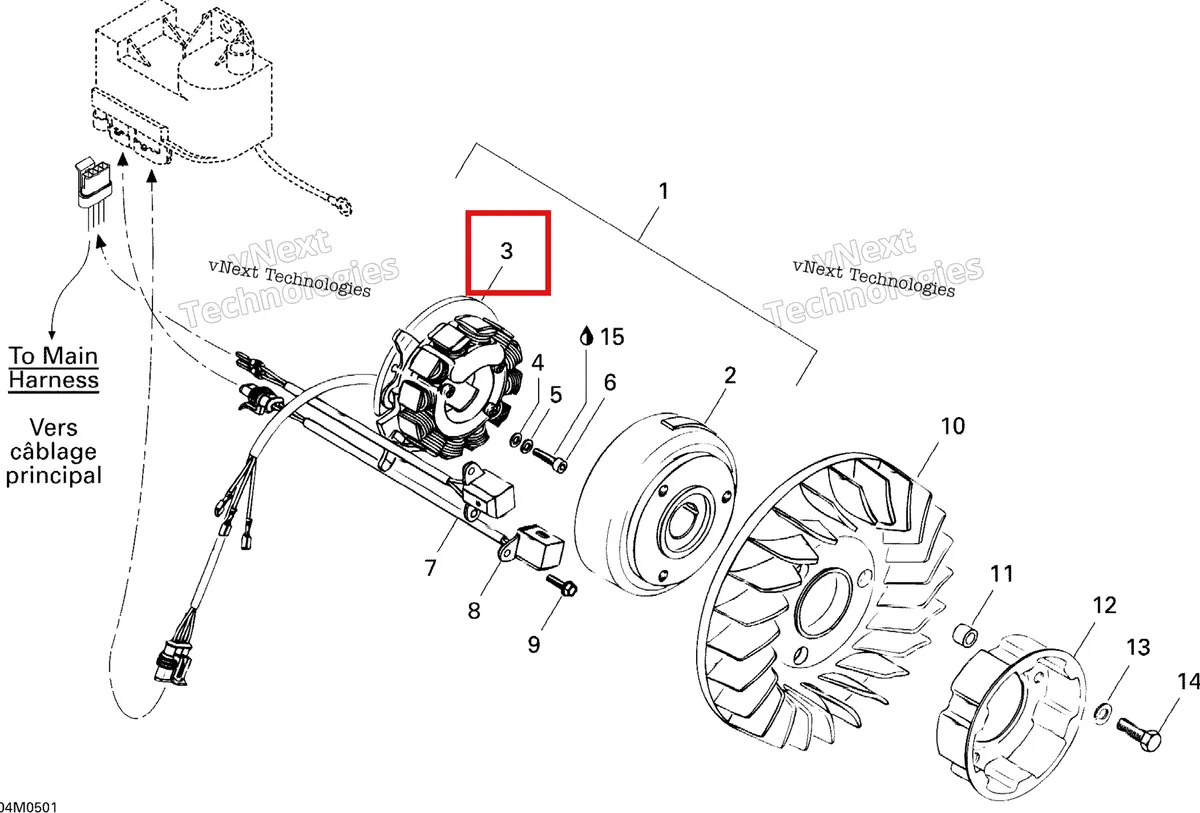Деталь 420886608 на схеме узла 2005 Ski-Doo Tundra R Magneto