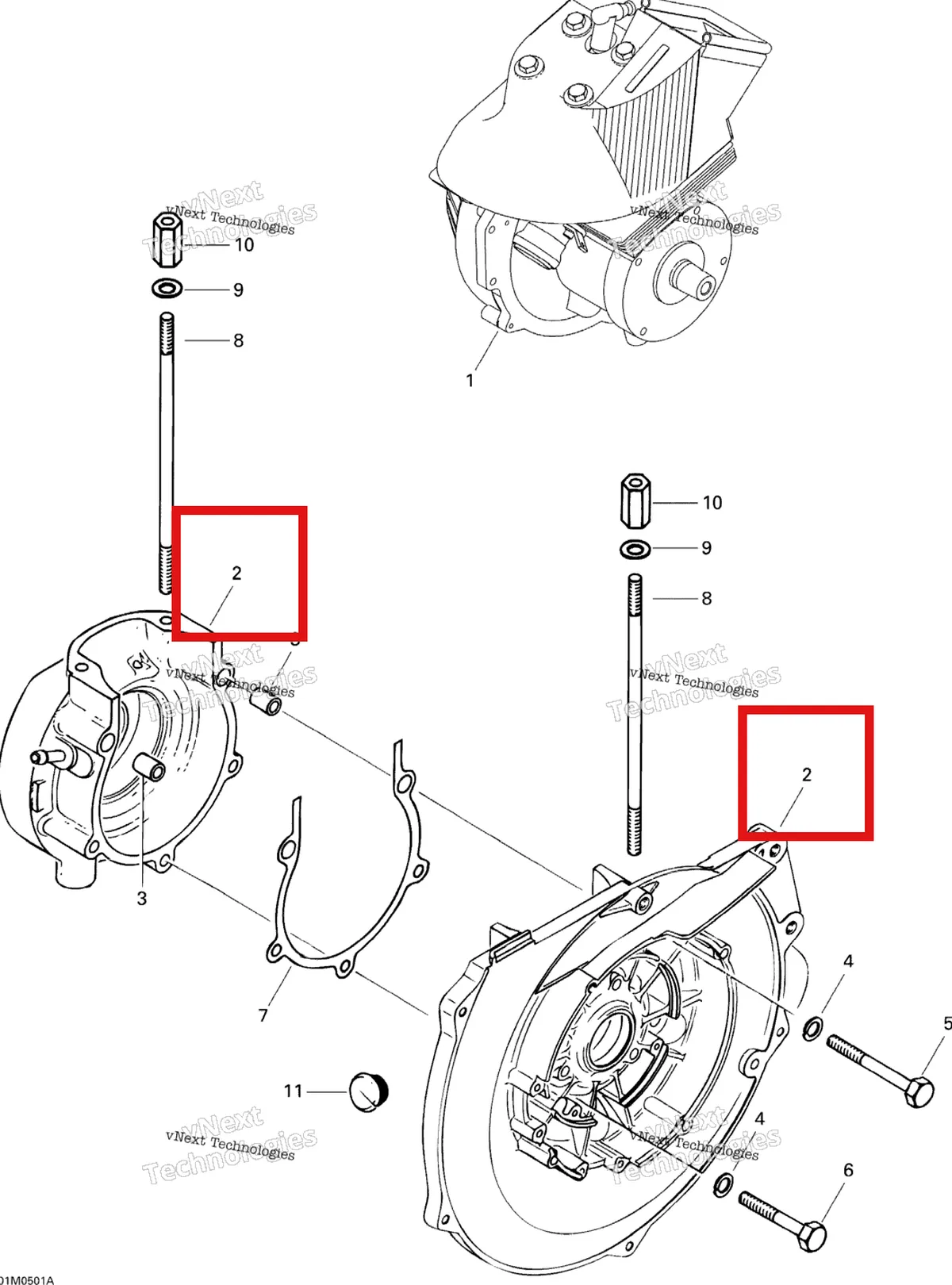 Деталь 420886709 на схеме узла 2005 Ski-Doo Tundra R Crankcase