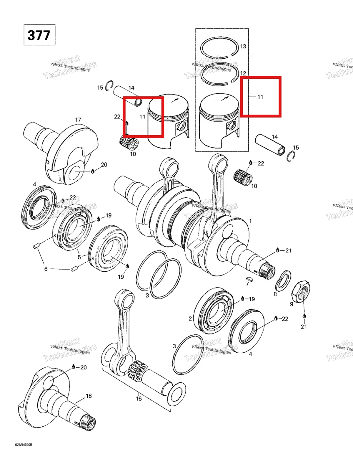 Деталь 420887470 (Деталь Piston Assy, 61.94mm. Includes Items 11 Thru 13) на схеме узла