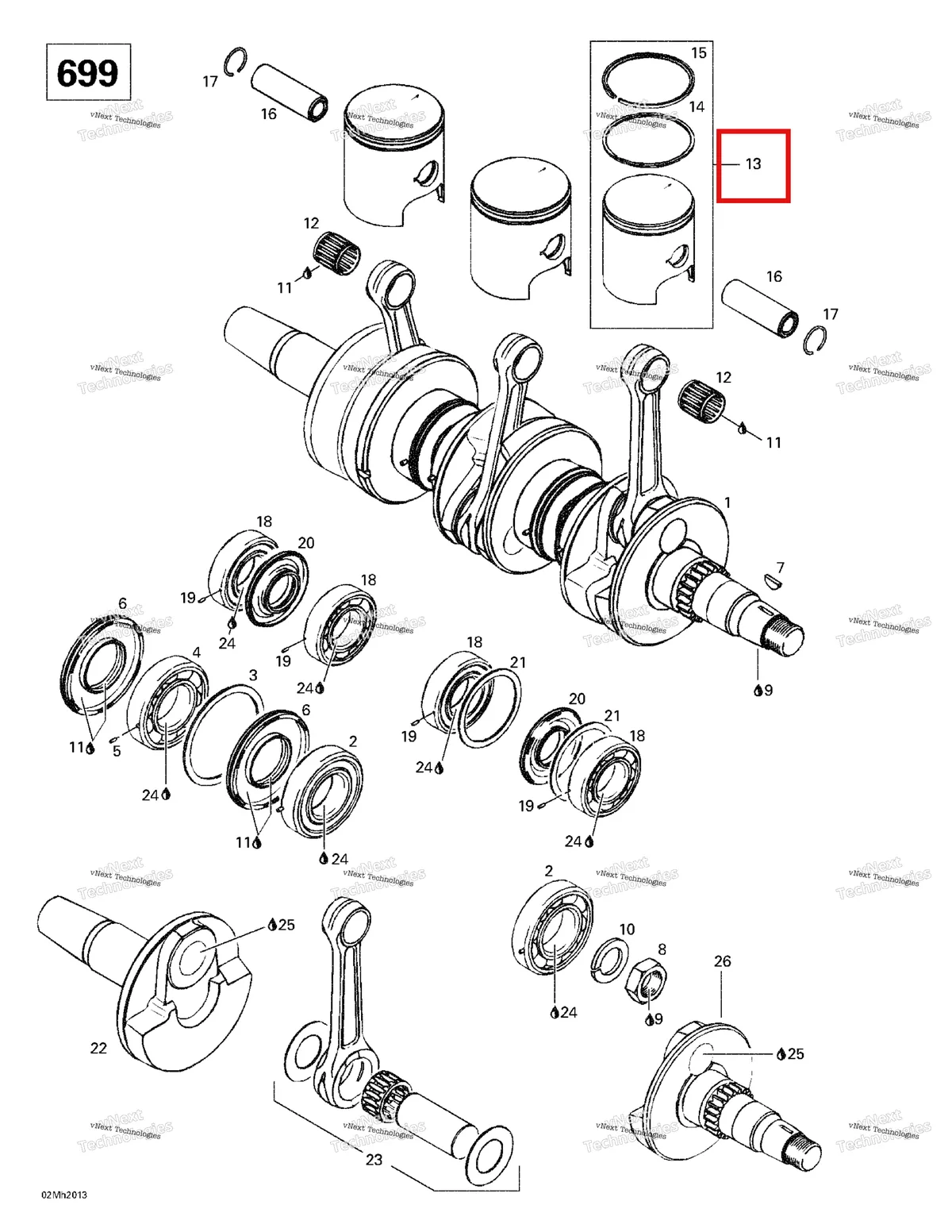 Деталь 420887521 на схеме узла 2000 Ski-Doo Formula III 700 R Crankshaft And Pistons