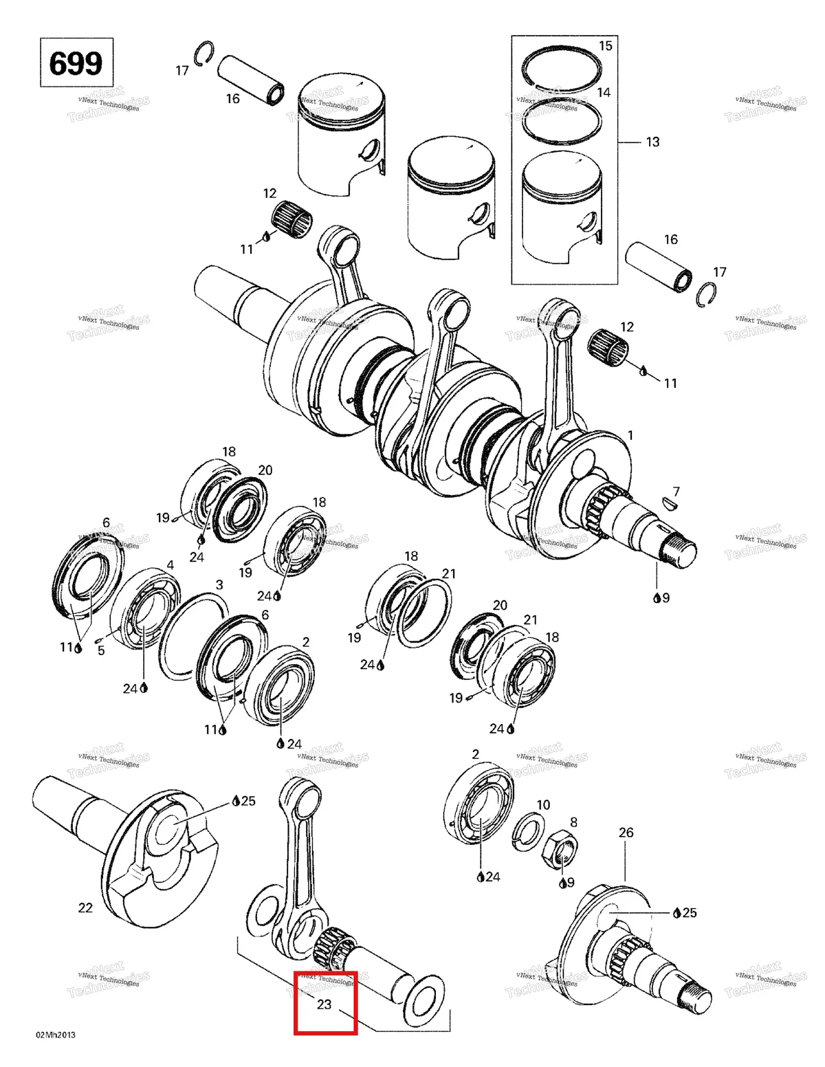 Деталь 420887603 на схеме узла 2000 Ski-Doo Formula III 700 R Crankshaft And Pistons