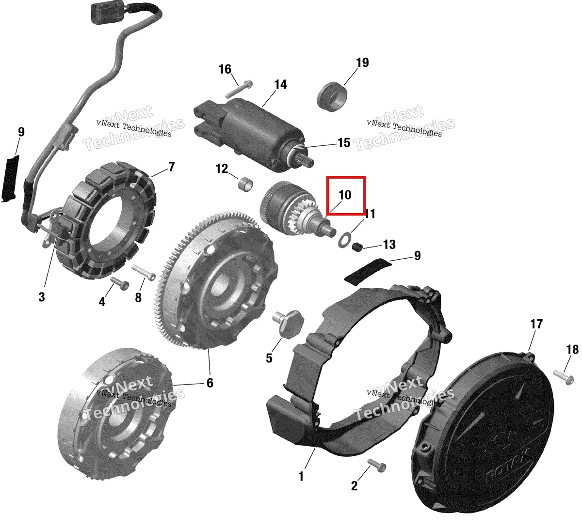 Деталь 420888047 на схеме узла 2020 Ski-Doo BACKCOUNTRY 600R E-TEC Electric - Magneto And Starter - 600R E-Tec