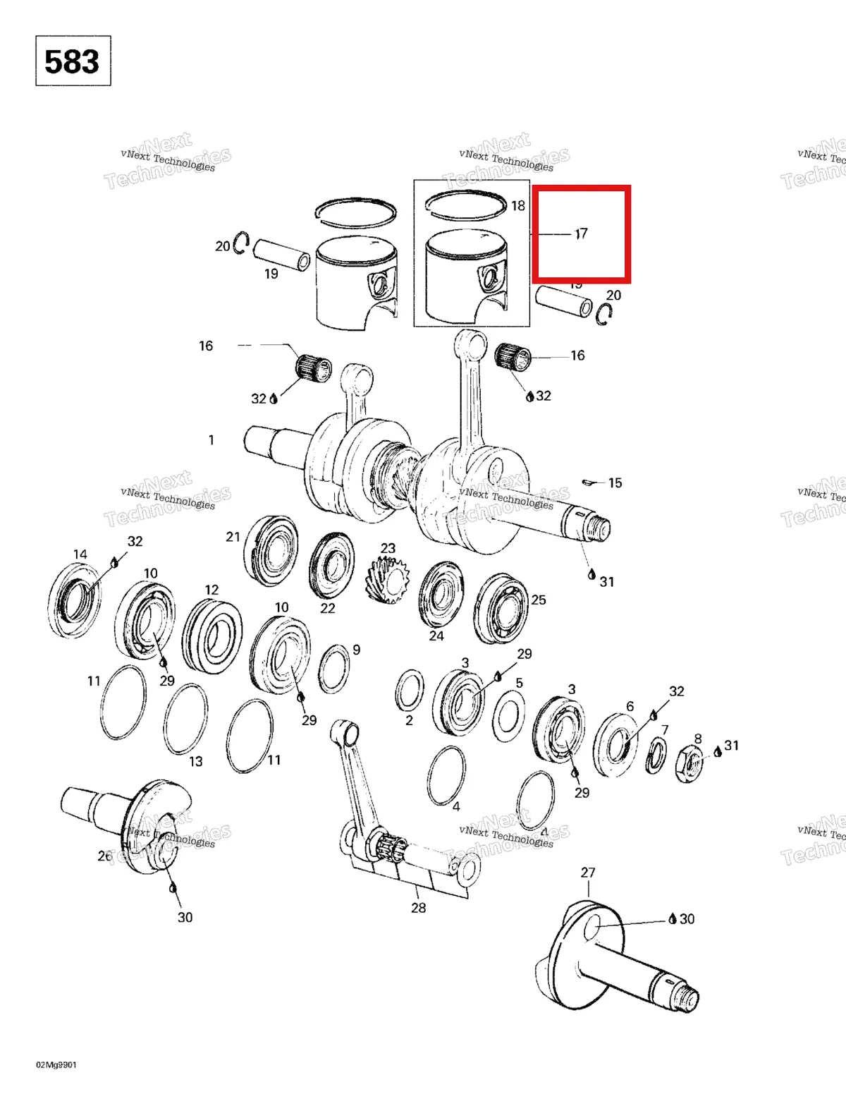 Деталь 420888080 (Деталь Piston 75.89mm. Includes Items 17 Thru 18) на схеме узла