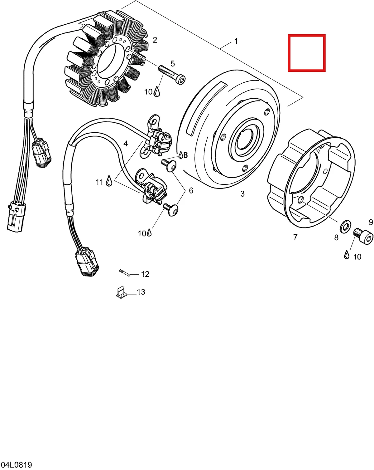 Деталь 420888238 (Деталь Magnetto Ass'y (12 V 360 W). Includes 1 To 3) на схеме узла 03- Magneto 593