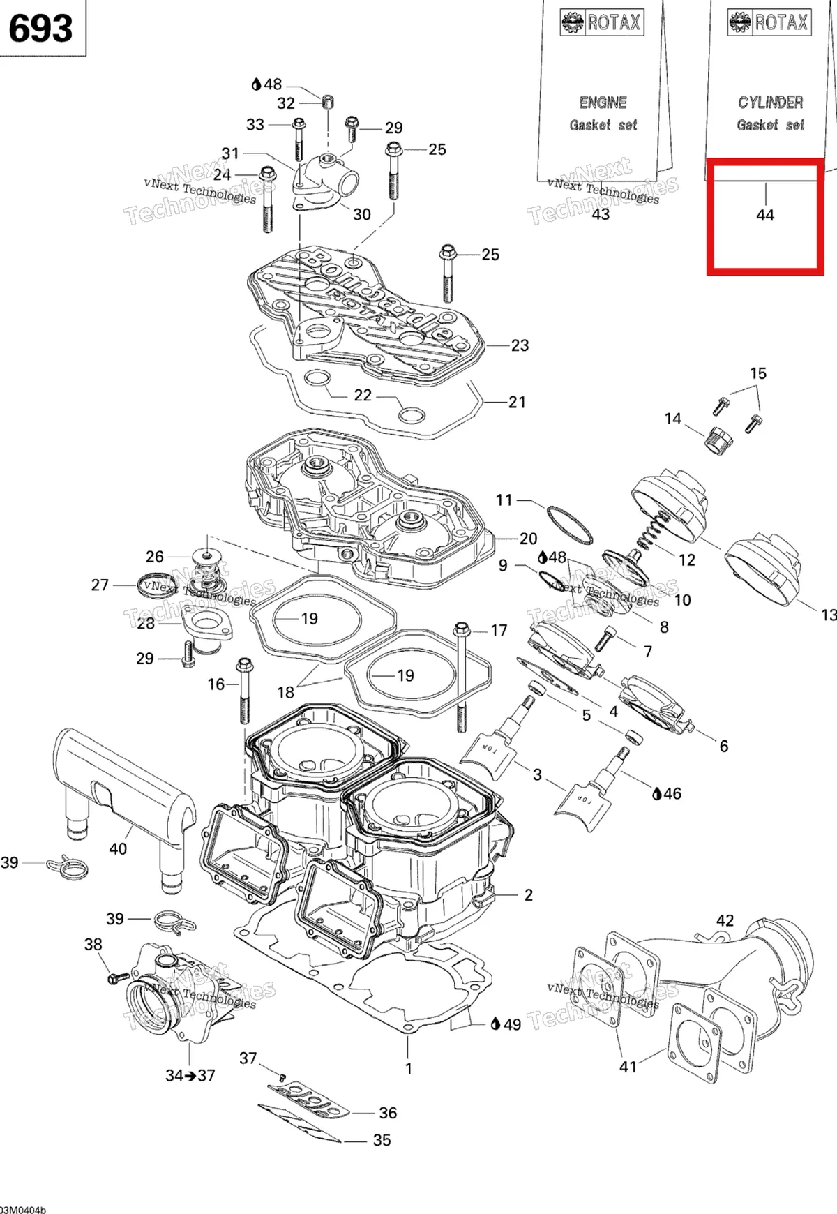 Деталь 420888608 (Деталь Gasket Kit, Cylinder) на схеме узла