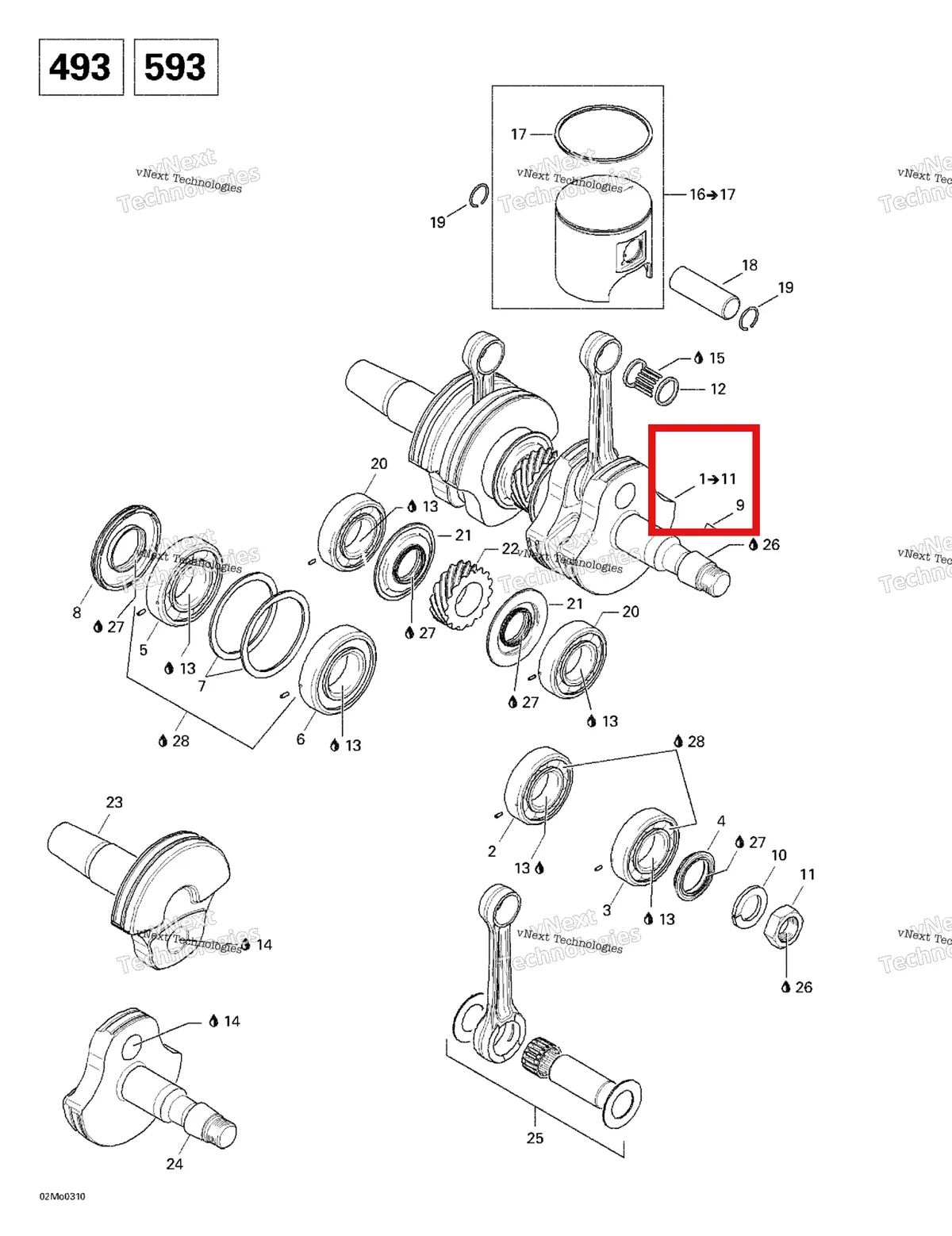 Деталь 420888757 (Деталь Crankshaft Assy. Includes Items 1 Thru 11) на схеме узла 