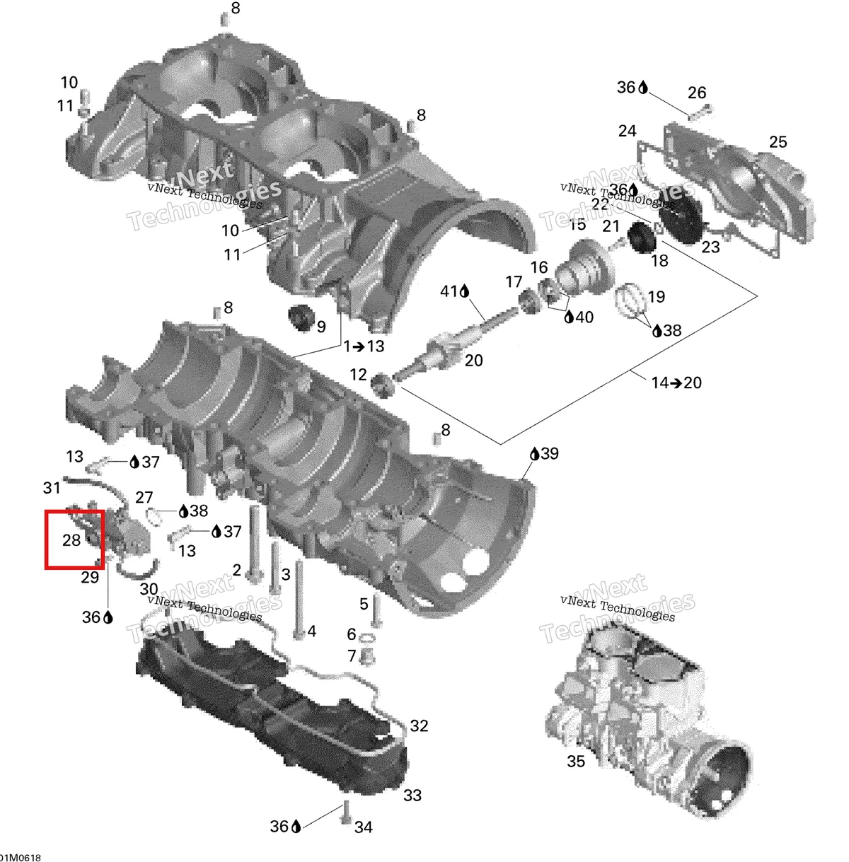 Деталь 420888772 на схеме узла 2006 Ski-Doo Mach Z 1000 SDI Adrenaline & X Crankcase