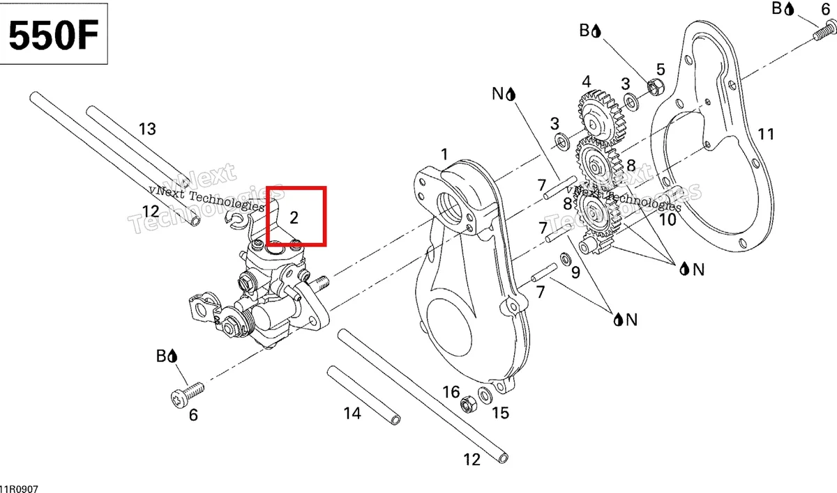 Деталь 420889073 (Деталь Oil Pump, Assy) на схеме узла 2009 Ski-Doo GSX Fan Oil Pump