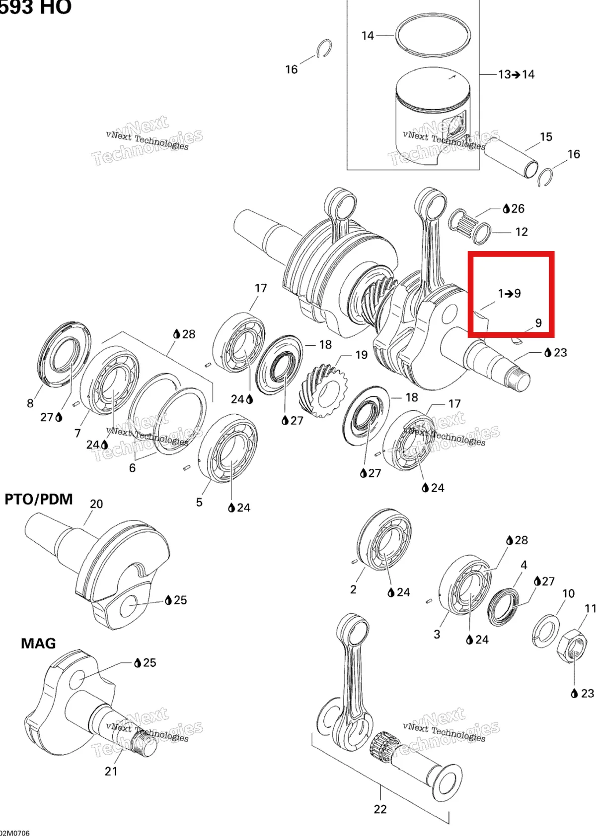 Деталь 420889097 (Деталь Crankshaft Assy. Includes Items 1 Thru 11) на схеме узла 2007 Ski-Doo MX Z Adrenaline 600 HO Crankshaft And Pistons