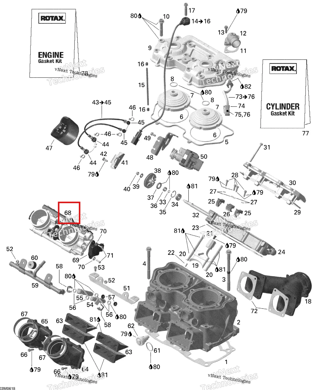 Деталь 420889194 на схеме узла 2006 Ski-Doo Mach Z 1000 SDI Adrenaline & X Cylinder And Cylinder Head