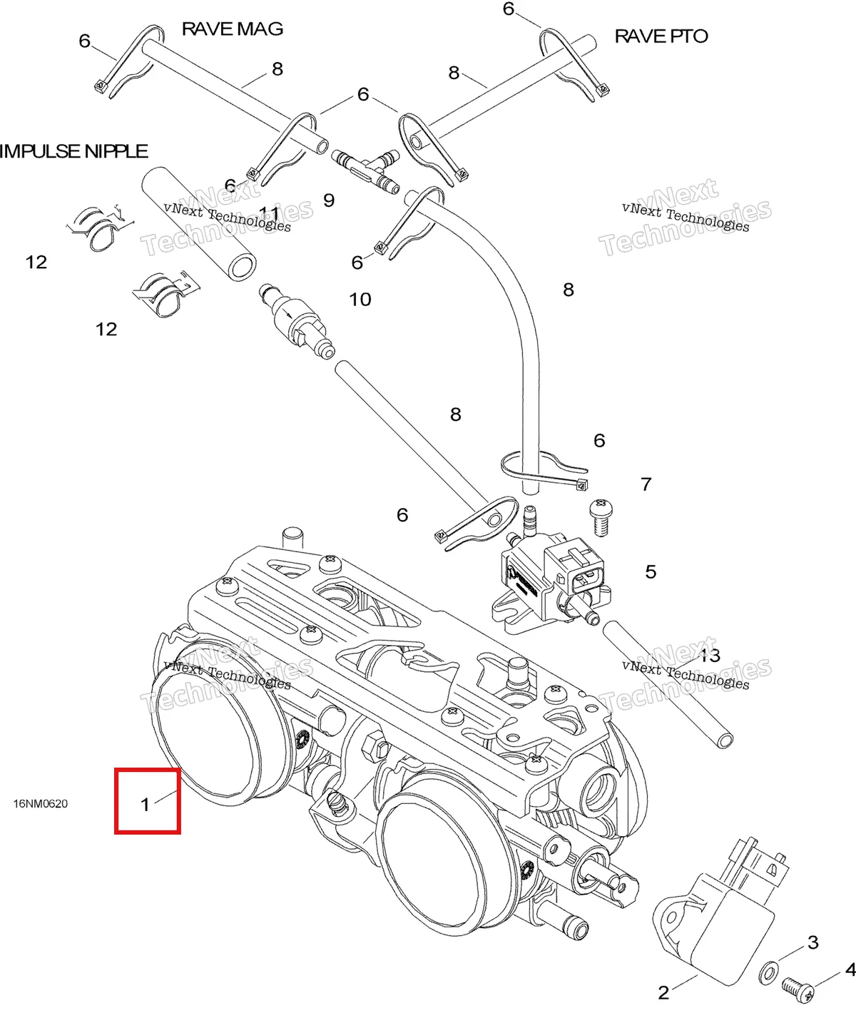 Деталь 420889195 (Разъем) на схеме узла 2006 Ski-Doo Expedition 600 H.O. SDI Throttle Body