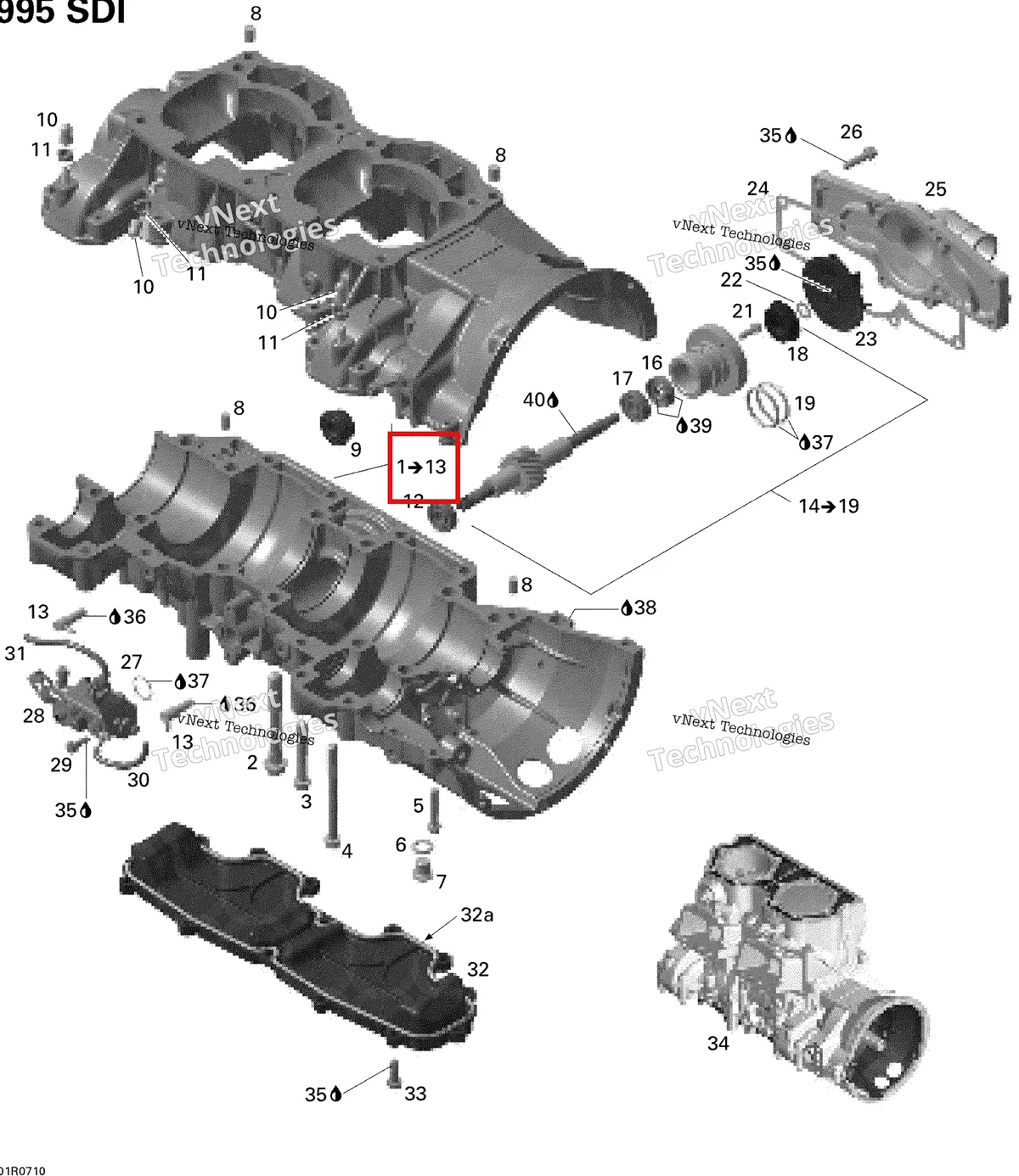 Деталь 420889226 на схеме узла 2007 Ski-Doo MACH Z Adrenaline Crankcase