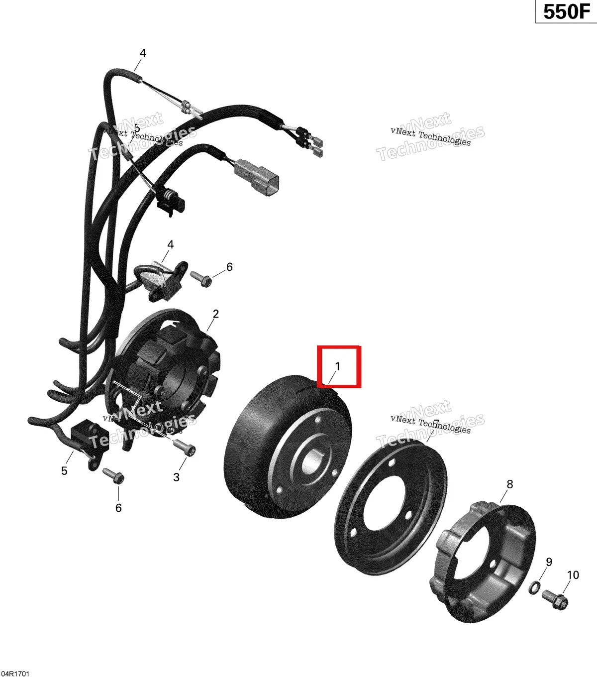 Деталь 420889376 (Маховик Магнето) на схеме узла 2020 Ski-Doo EXPEDITION SPORT 550F Electric - Magneto - 550F