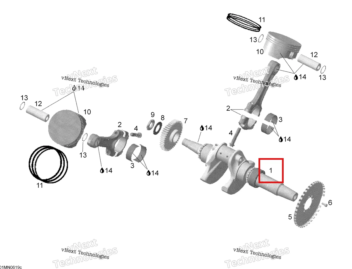 Деталь 420889441 (Crankshaft Ass’y. Includes Items 1 Thru 4) на схеме узла 2006 Ski-Doo Expedition V-1000 Crankshaft And Pistons