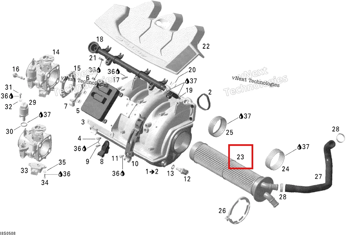 Схема применяемости: Intercooler Sea-Doo 420889651