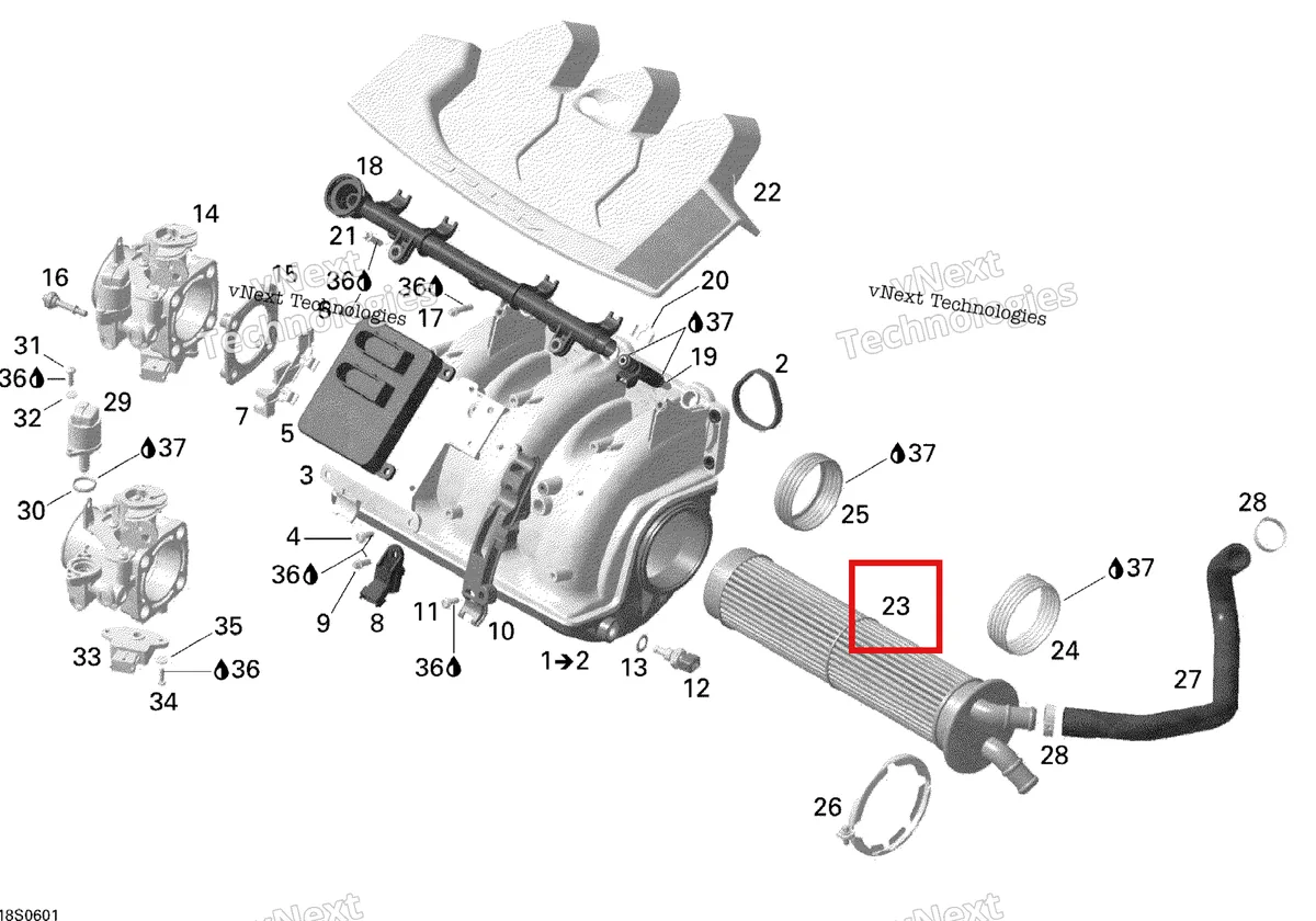 Деталь 420889652 на схеме узла 2006 Sea-Doo RXP Air Intake Manifold