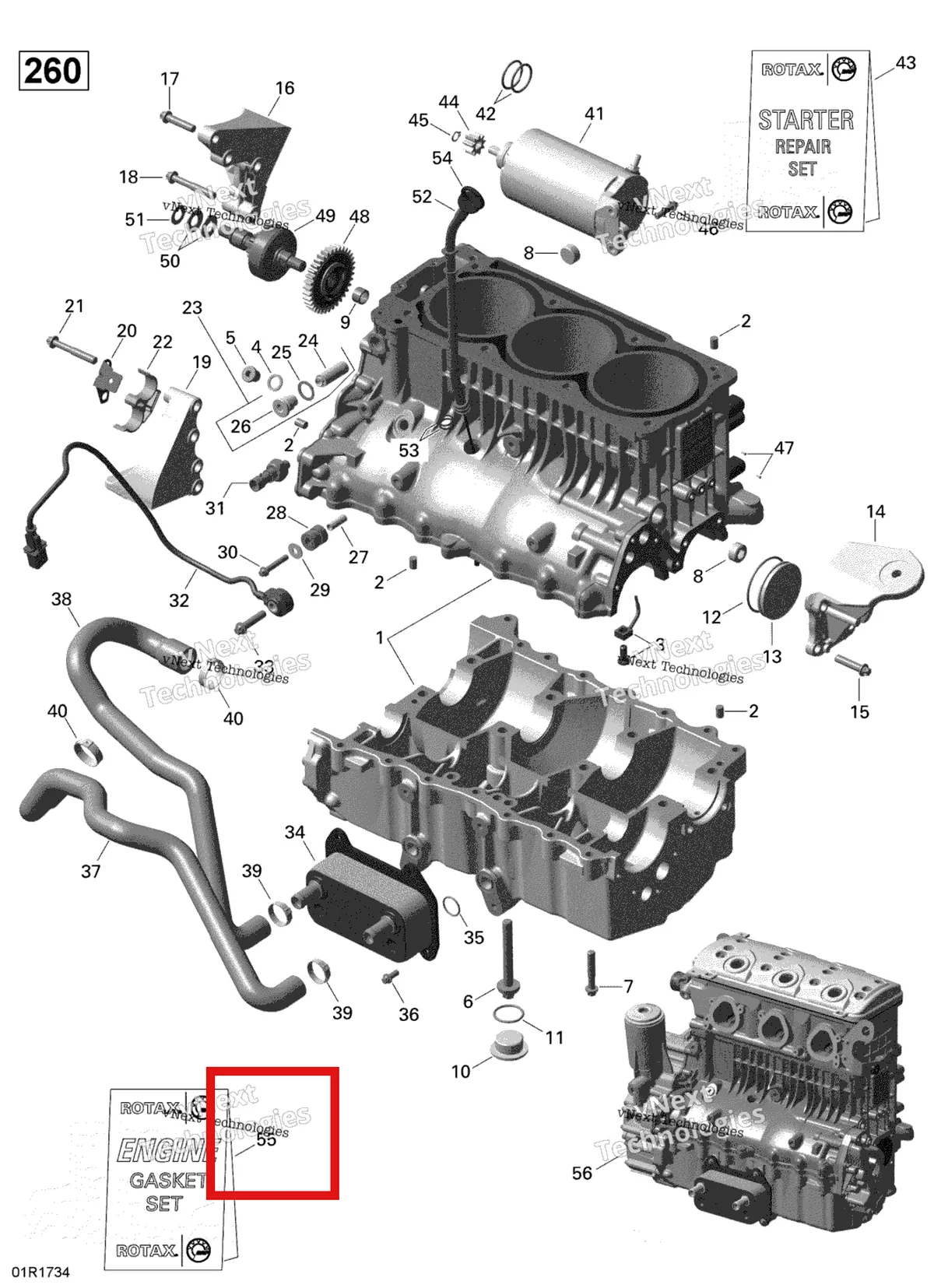 Деталь 420889773 на схеме узла 2017 Sea-Doo RXT Engine Block - 260