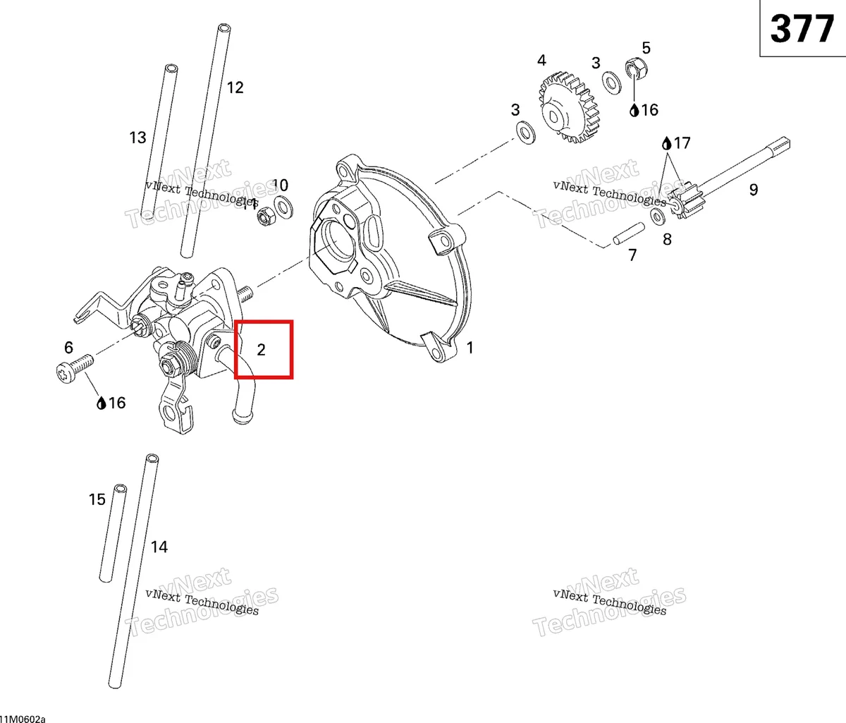 Деталь 420889800 (Деталь Oil Pump, Assy) на схеме узла 2006 Ski-Doo GSX 380F Oil Pump Gsx 377