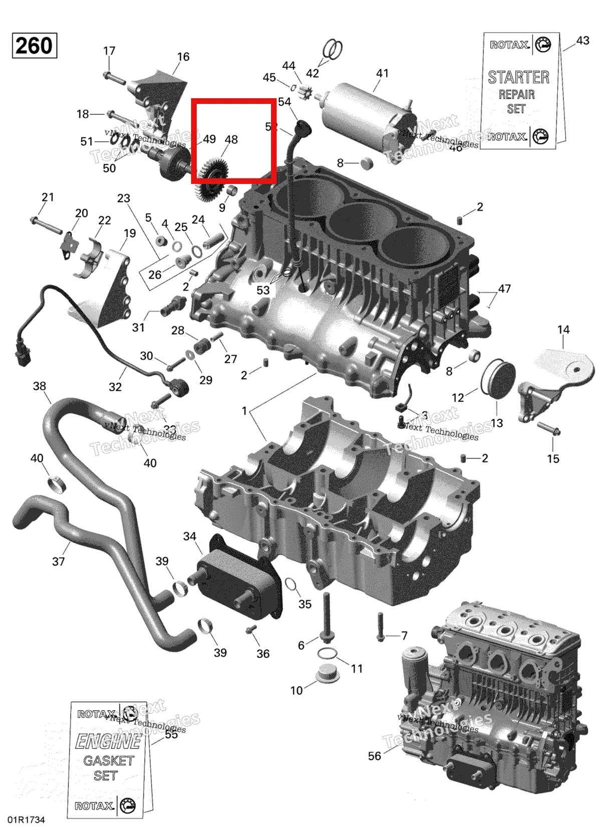 Деталь 420889872 на схеме узла 2017 Sea-Doo RXT Engine Block - 260