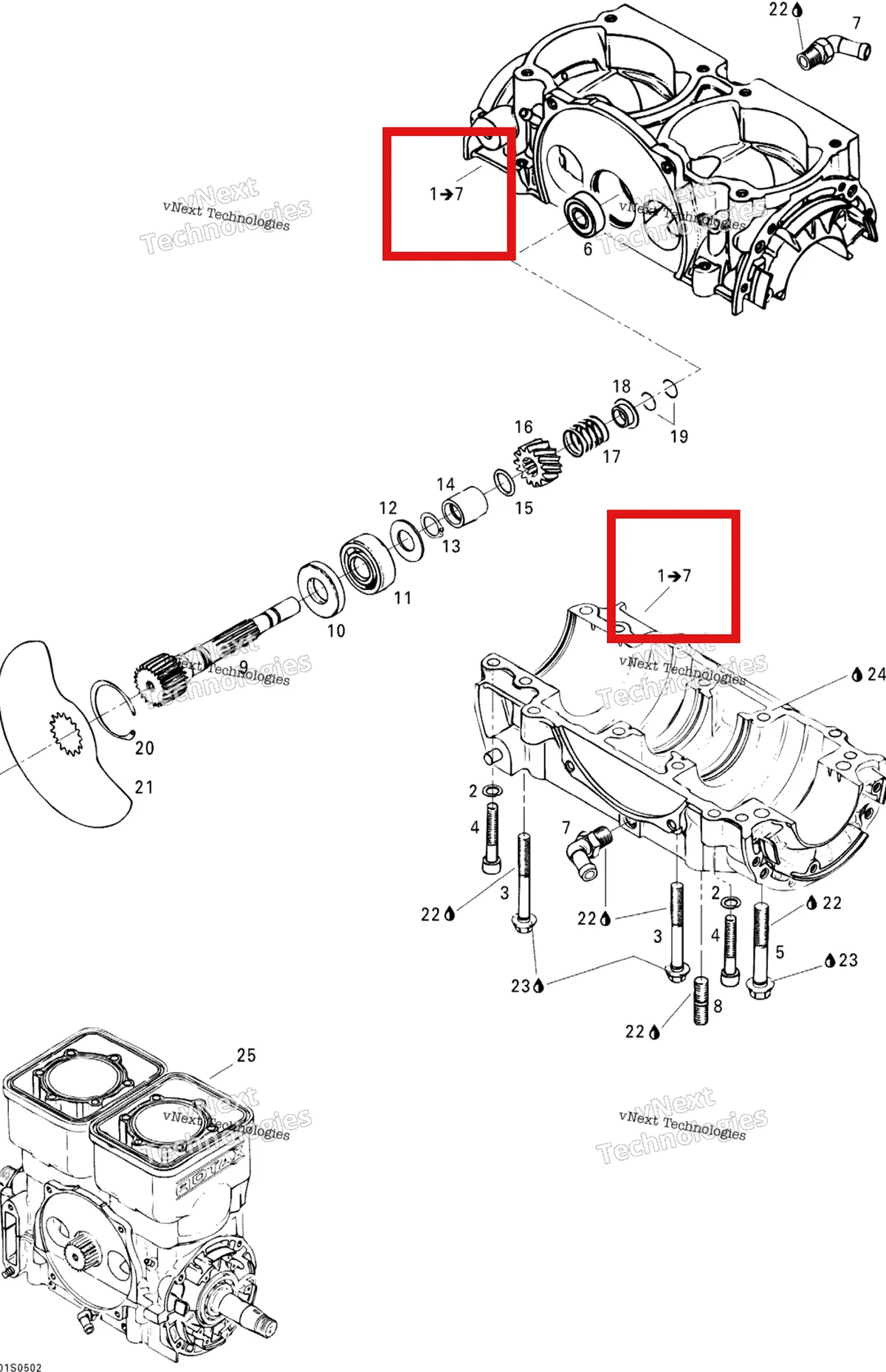 Деталь 420890121 на схеме узла 2005 Sea-Doo GTI Crankcase And Rotary Valve
