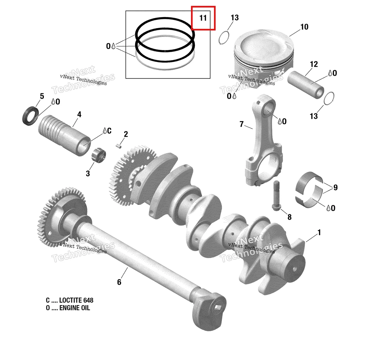 Деталь 420890380 на схеме узла Crankshaft, Pistons And Balance Shaft