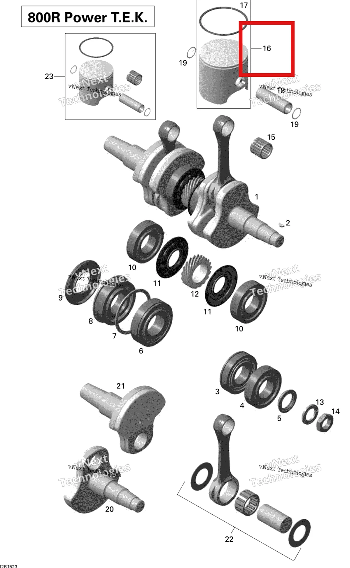 Деталь 420890726 на схеме узла 2015 Ski-Doo SUMMIT SPORT 800RPTEK XP154 Crankshaft And Pistons