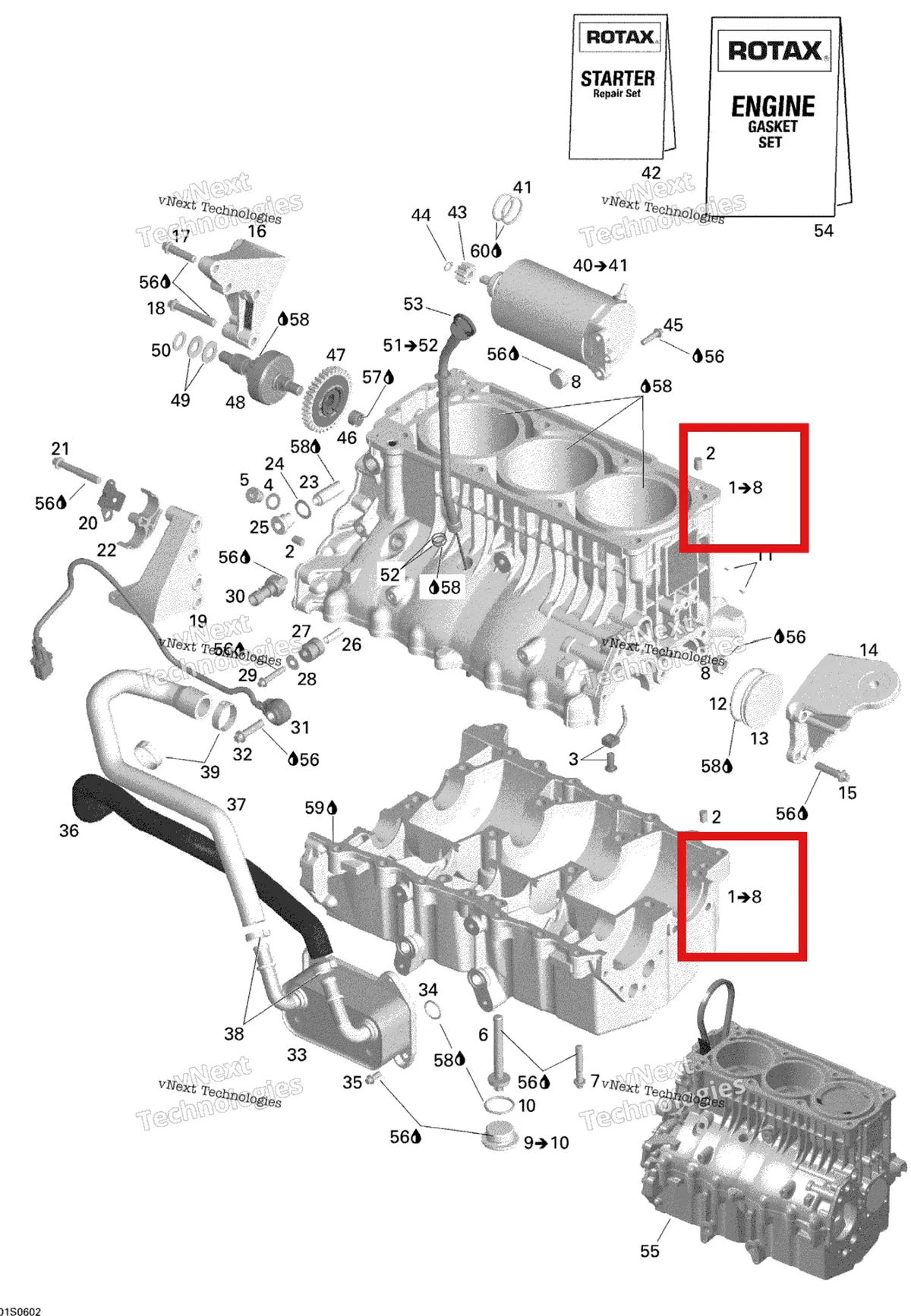 Деталь 420890994 на схеме узла 2006 Sea-Doo GTI Rental Engine Block
