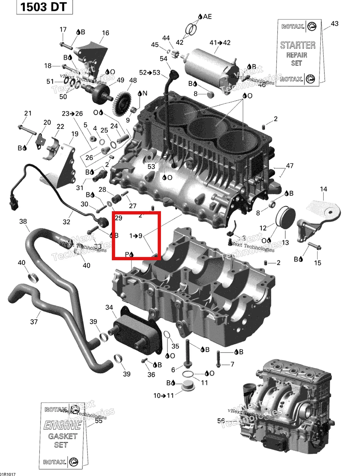 Деталь 420890998 на схеме узла 2010 Sea-Doo GTI SE 130 Engine Block