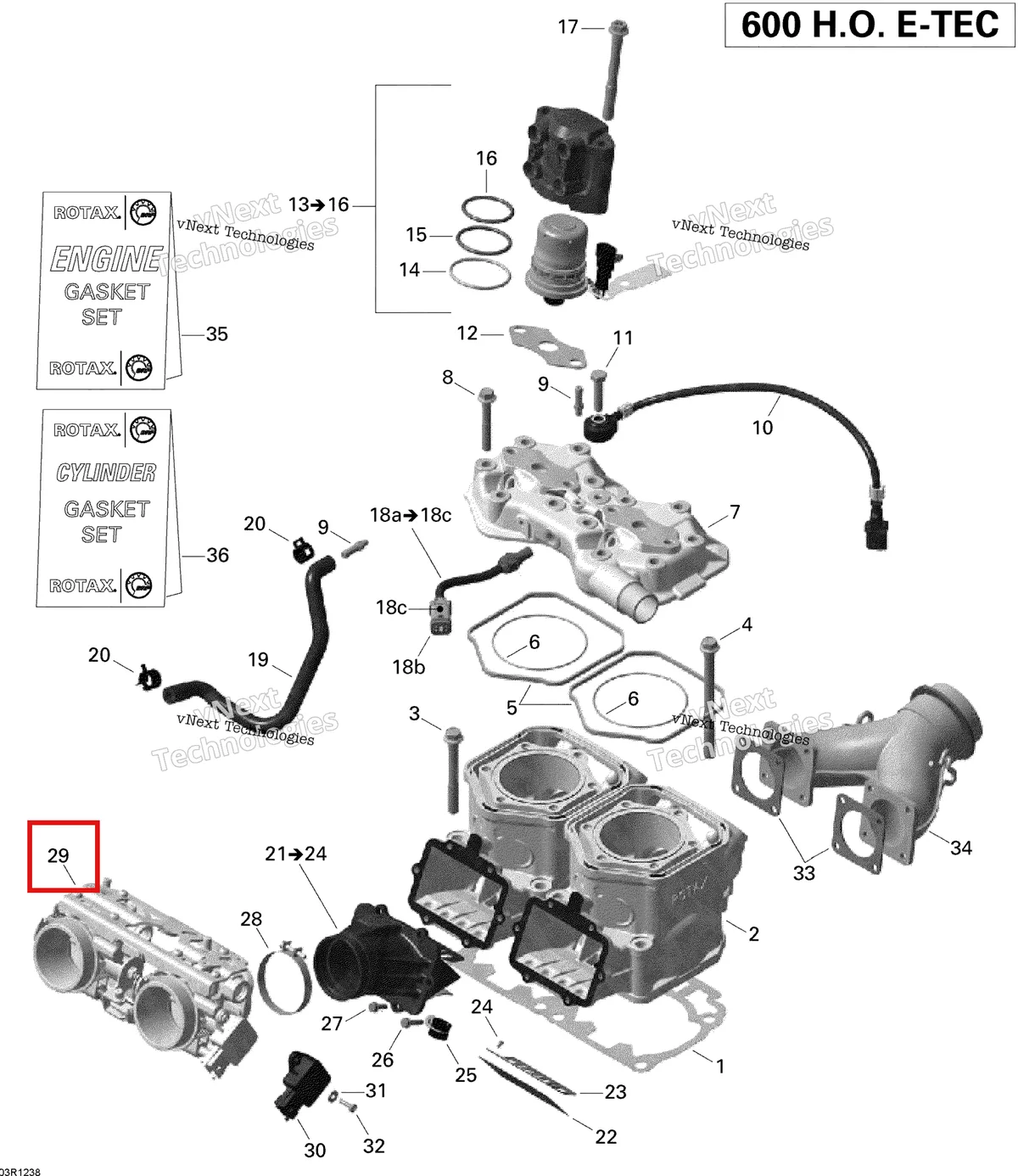 Деталь 420892135 (Корпус Дросселя) на схеме узла 2012 Ski-Doo Expedition SE 600HOETEC XU Cylinder And Cylinder Head