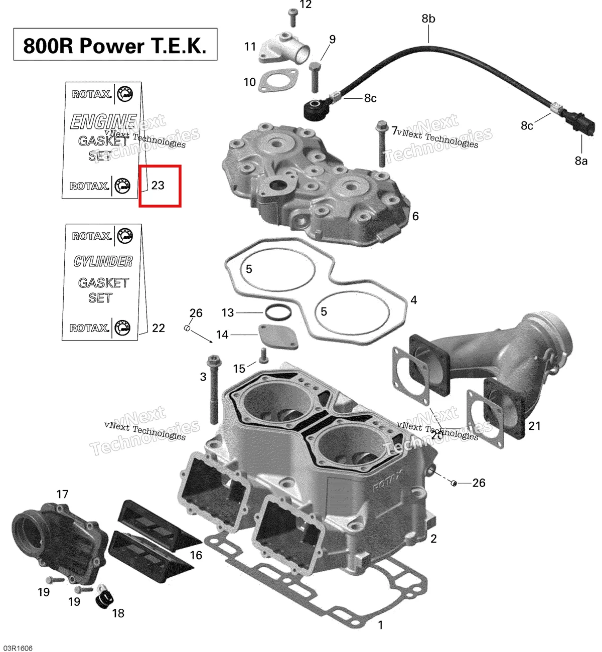 Деталь 420892472 (Деталь Gasket Set, Engine) на схеме узла 2016 Ski-Doo SUMMIT 800R P-TEK Cylinder And Cylinder Head - 800R Ptek