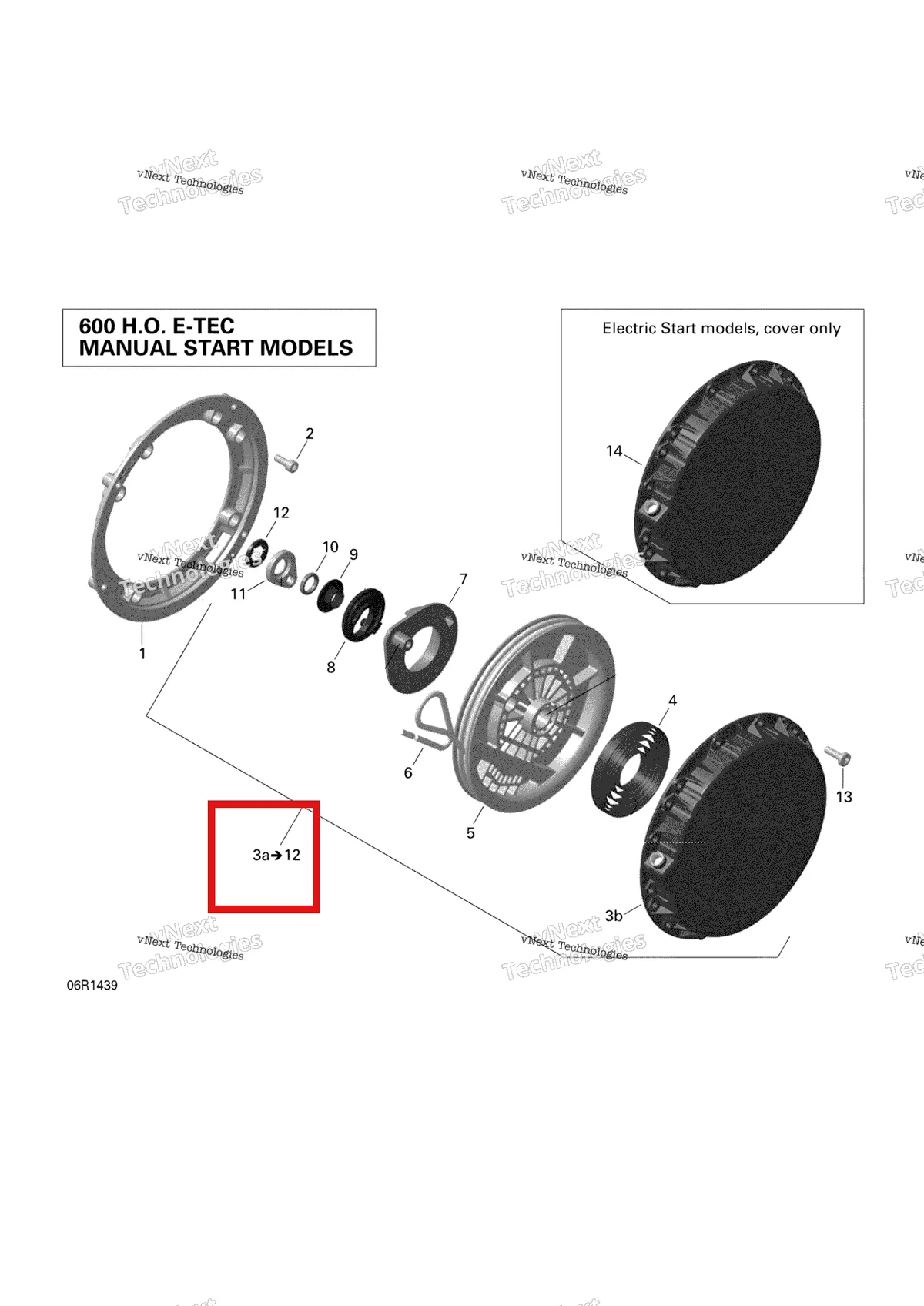 Деталь 420892618 (Деталь Rewind Starter Ass'y. Includes 3a To 13) на схеме узла 2014 Ski-Doo EXPEDITION LE 600HOE, XU Rewind Starter