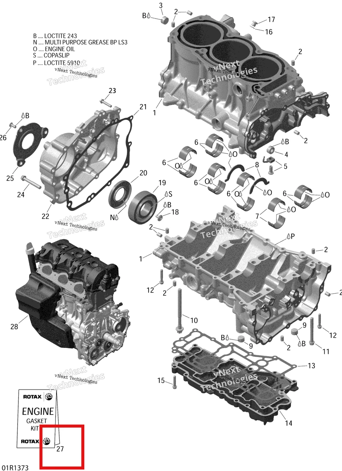 Деталь 420893052 (Деталь Gasket Set, Engine) на схеме узла 2013 Ski-Doo EXPEDITION SE 12004TEC, REVXU Engine Block