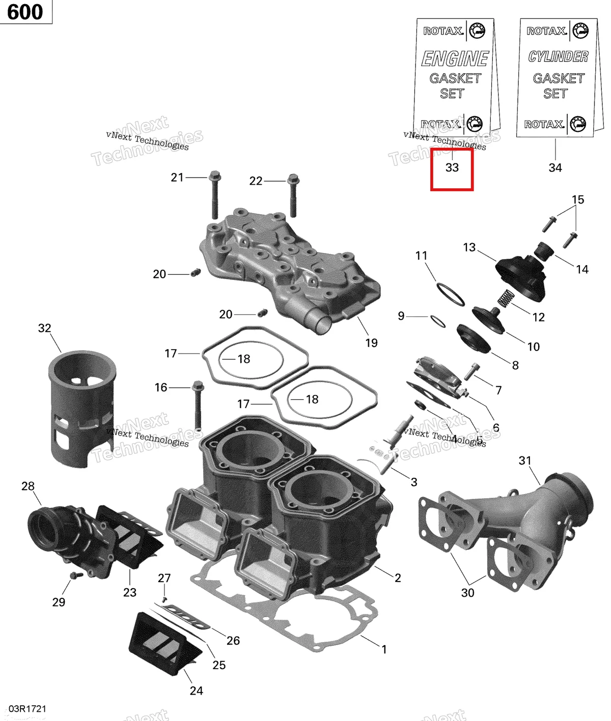 Деталь 420893070 (Деталь Gasket Set, Engine) на схеме узла 2020 Ski-Doo MXZ 600 CARB Engine - Cylinder And Cylinder Head - 600 Carb