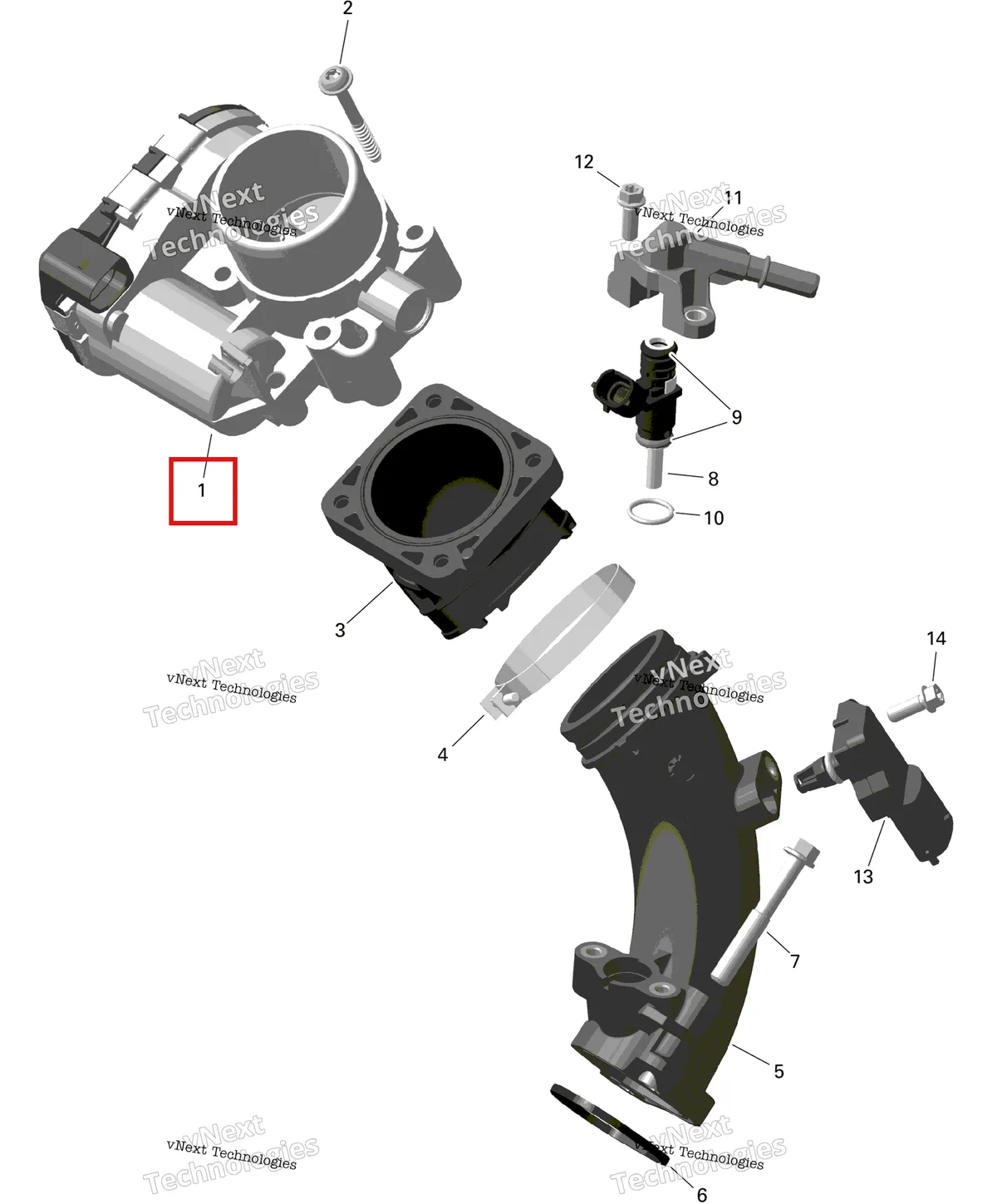 Деталь 420893147 на схеме узла 2023 Can-Am Outlander 450 EFI - STD - CE Rotax - Air Intake Manifold And Throttle Body