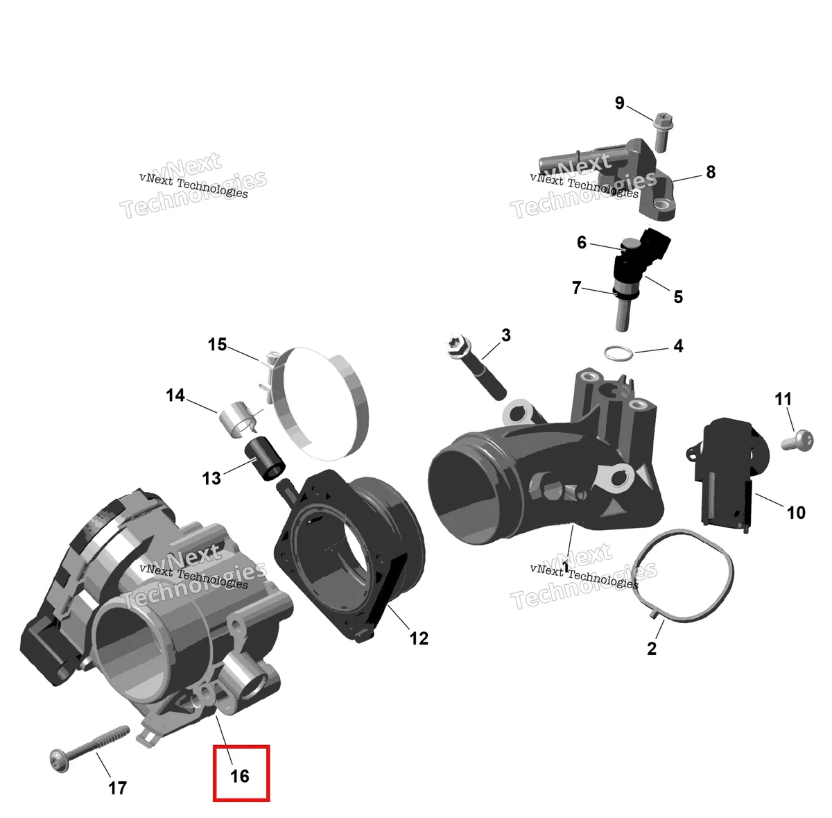 Деталь 420893149 на схеме узла 2026 Can-Am OUTLANDER - 4X4 - DPS - 500 - 1BTA - CALI - Granite Grey Rotax - Air Intake Manifold And Throttle Body