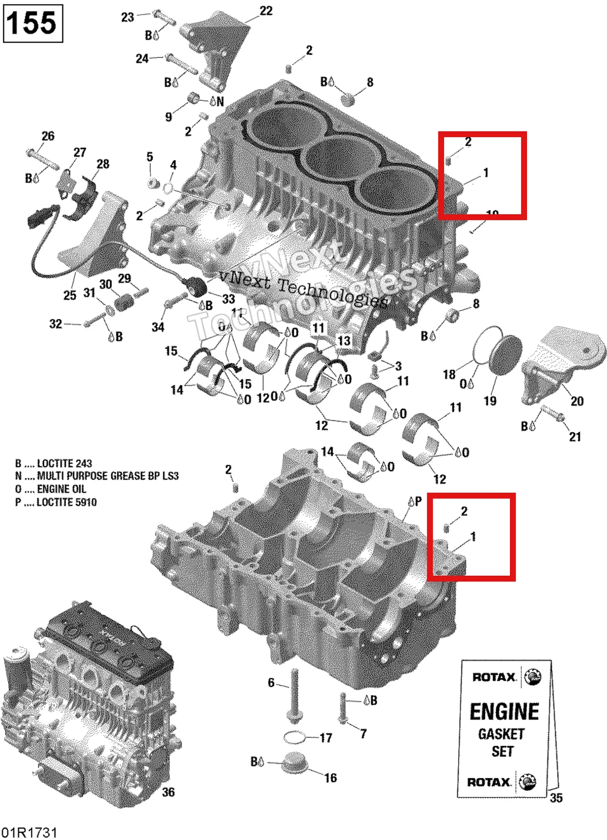 Деталь 420893511 (Цилиндр блок с Sleeves включает 1 to 9 Sea-Doo GTX (2016) (420893511)) на схеме узла 2017 Sea-Doo GTX Engine Block - 130-155 Model Without Suspension