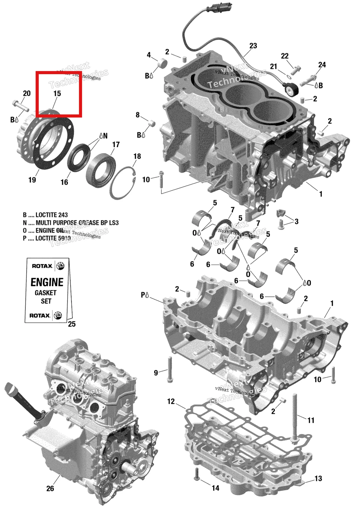 Деталь 420893584 на схеме узла Rotax - Crankcase