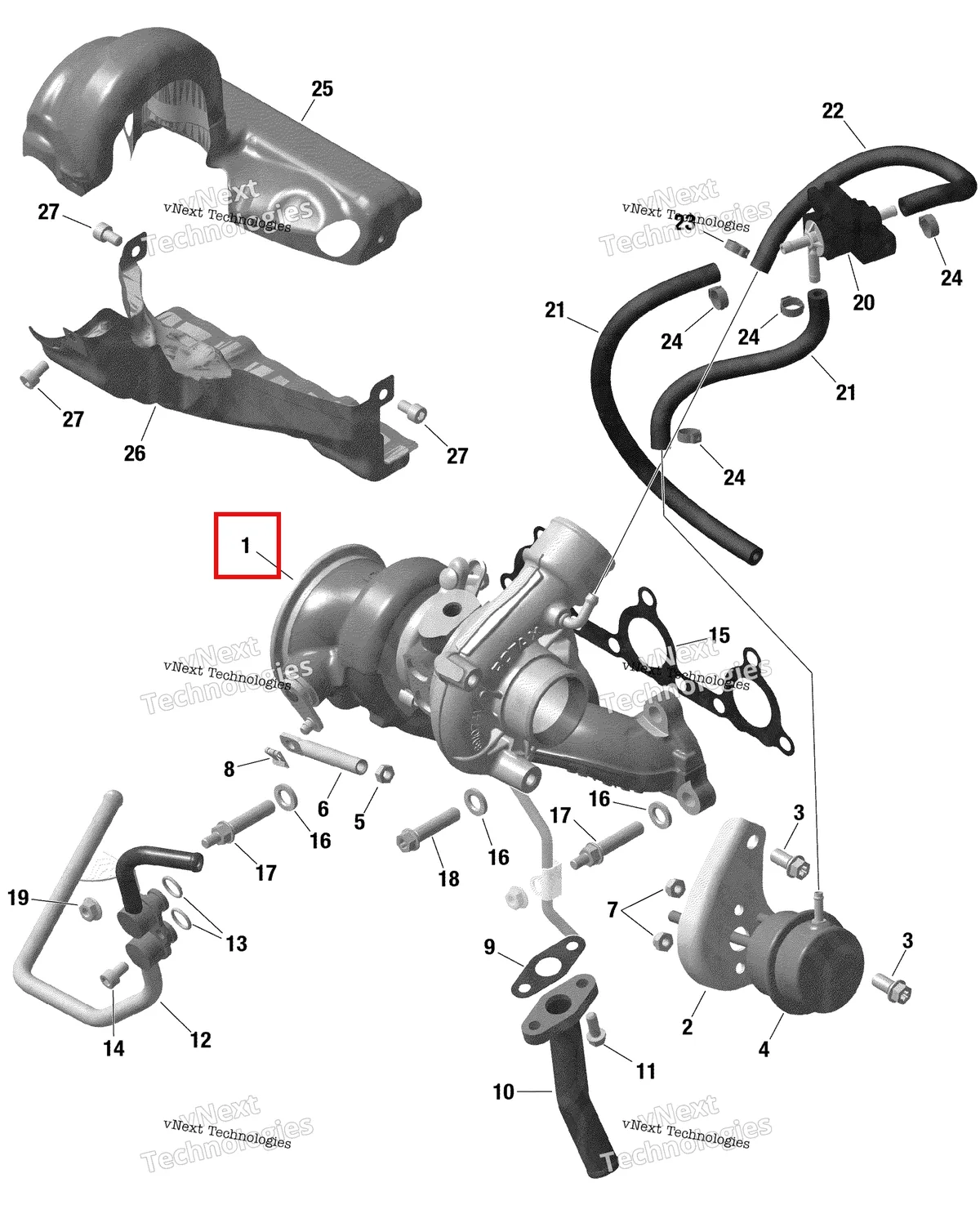 Деталь 420893733 на схеме узла 2021 Can-Am Maverick Turbo R - DS - CE Rotax - Turbocharger - Turbo R