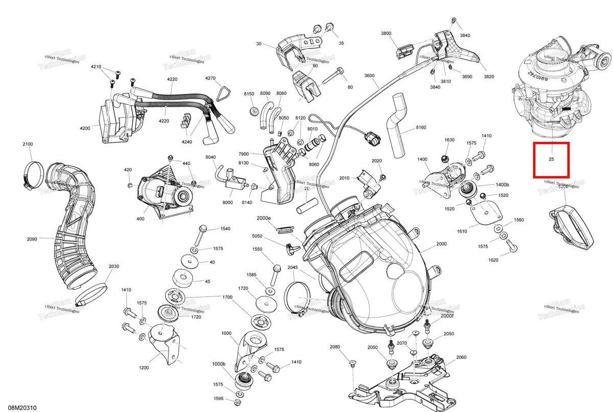 Деталь 420893735 на схеме узла 2020 Ski-Doo SUMMIT 850 E-TEC Turbo Engine - System