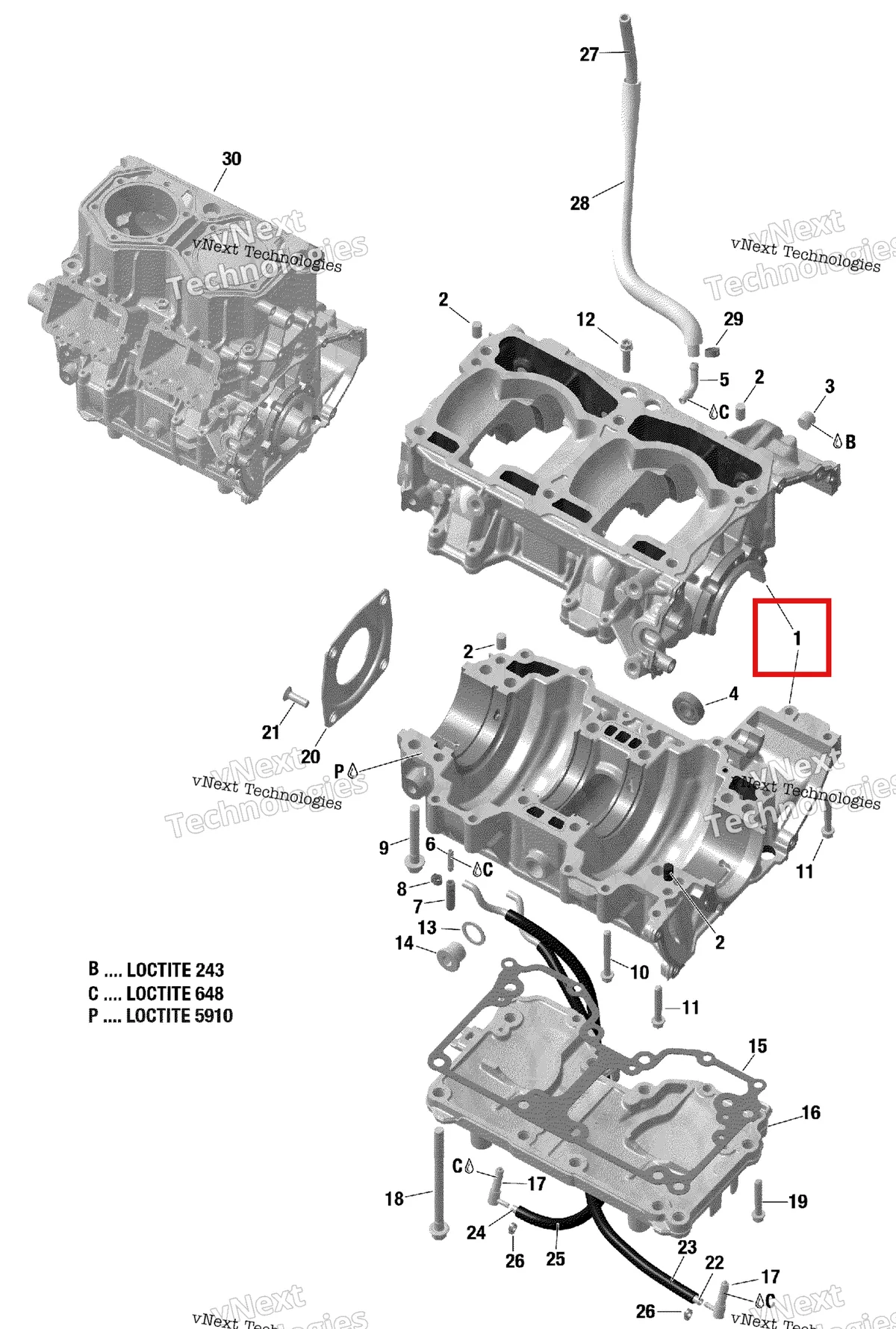 Деталь 420893773 на схеме узла 2019 Ski-Doo FREERIDE 137 850 E-TEC Crankcase