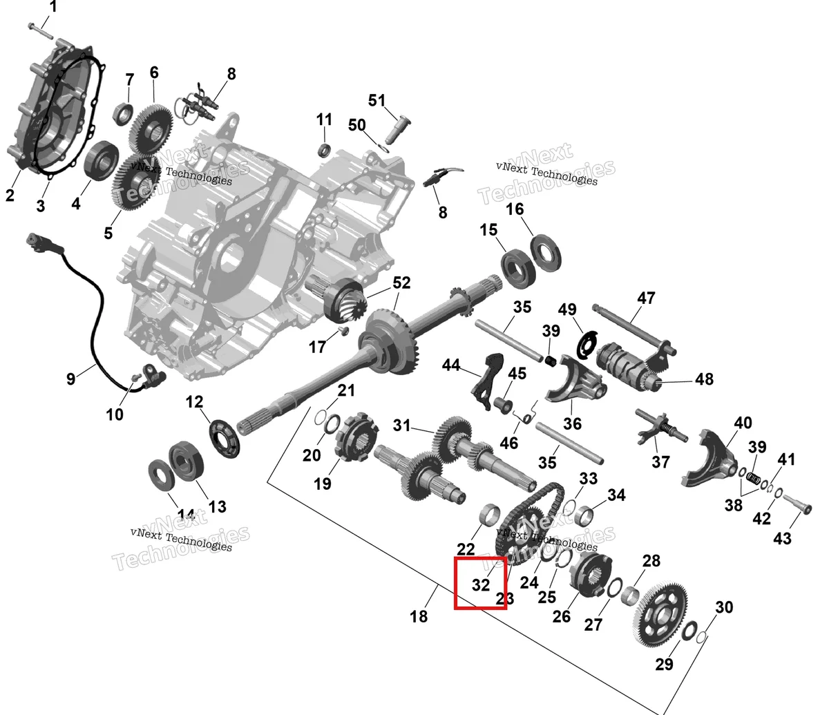 Деталь 420898532 на схеме узла 2026 Can-Am OUTLANDER - 2X4 - STD - 500 - 1KTB - Legion Red Rotax - Gearbox