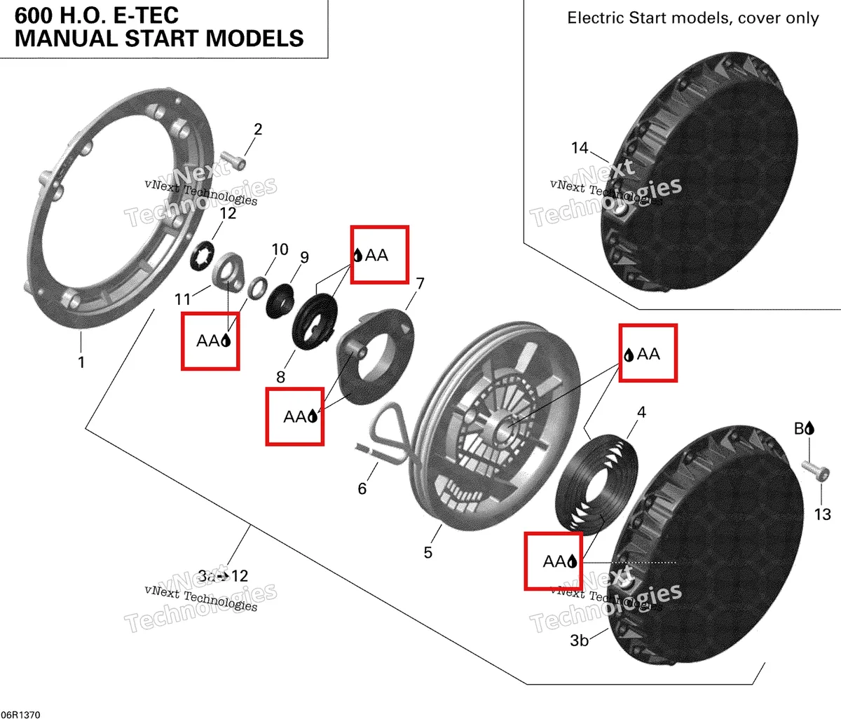 Деталь 420899763 (Деталь Molykote Pg 54, 10g) на схеме узла 2013 Ski-Doo EXPEDITION LE 600HOE, REV XU Rewind Starter